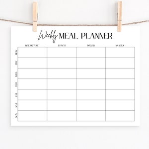 Meal Planner, Weekly Meal Planner, Meal Planner Printable, Menu Planner, Grocery List, Weekly Meal Plan, Meal Tracker, Simple, Minimalist
