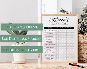 Printable Chore Chart, Chore Chart, Chore Chart for Kids, Reward Chart, Chore Chart Template, Editable Checklist, Responsibility Chart, Kids