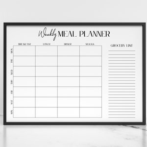 Meal Planner, Weekly Meal Planner, Meal Planner Printable, Menu Planner, Grocery List, Weekly Meal Plan, Meal Tracker, Simple, Minimalist