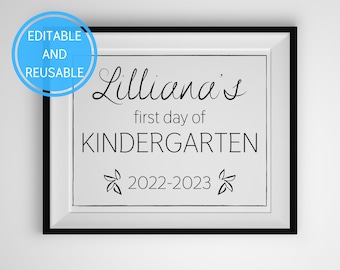 First Day of School Sign, 1st Day of School Sign, Back to School Sign, Printable First Day of School Sign, Editable First Day of School Sign