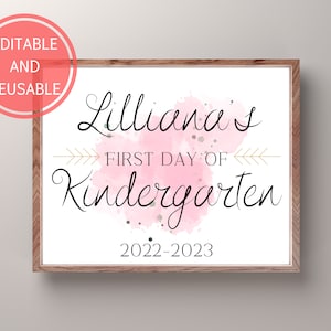 Signe du premier jour d&#39;école, signe du 1er jour d&#39;école, signe de retour à l&#39;école, signe imprimable du premier jour d&#39;école, signe modifiable du premier jour d&#39;école