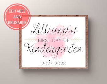 First Day of School Sign, 1st Day of School Sign, Back to School Sign, Printable First Day of School Sign, Editable First Day of School Sign
