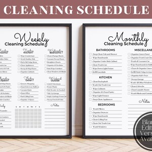 Cleaning Schedule, Cleaning Checklist, Cleaning Planner, Cleaning Routine, Weekly Cleaning Schedule, House Chore List, Cleaning Printable