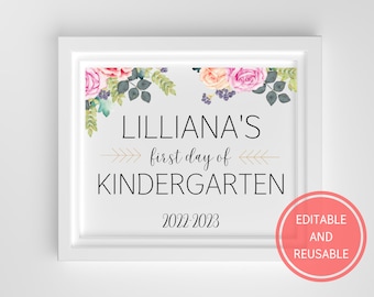 First Day of School Sign, 1st Day of School Sign, Back to School Sign, Printable First Day of School Sign, Editable First Day of School Sign
