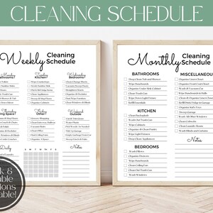 Cleaning Schedule, Cleaning Checklist, Cleaning Planner, Cleaning Routine, Weekly Cleaning Schedule, House Chore List, Cleaning Printable