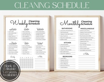 Cleaning Schedule, Cleaning Checklist, Cleaning Planner, Cleaning Routine, Weekly Cleaning Schedule, House Chore List, Cleaning Printable
