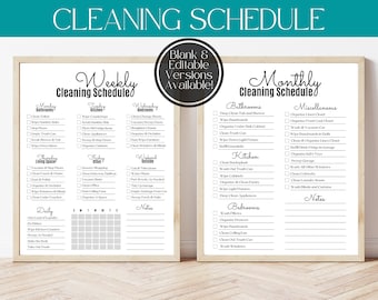 Cleaning Schedule, Cleaning Checklist, Cleaning Planner, Cleaning Routine, Weekly Cleaning Schedule, House Chore List, Cleaning Printable