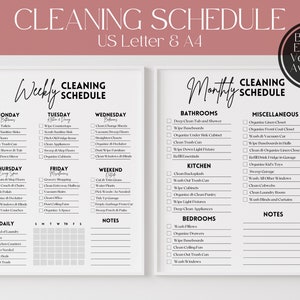 Cleaning Schedule, Cleaning Checklist, Cleaning Planner, Cleaning Routine, Weekly Cleaning Schedule, House Chore List, Cleaning Printable