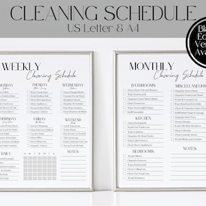 Cleaning Schedule, Cleaning Checklist, Cleaning Planner, Cleaning Routine, Weekly Cleaning Schedule, House Chore List, Cleaning Printable