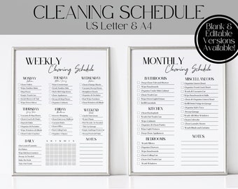 Cleaning Schedule, Cleaning Checklist, Cleaning Planner, Cleaning Routine, Weekly Cleaning Schedule, House Chore List, Cleaning Printable