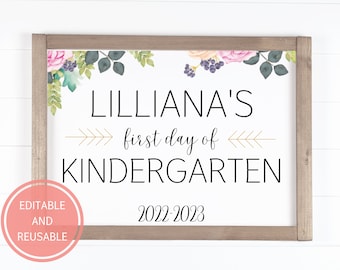 First Day of School Sign, 1st Day of School Sign, Back to School Sign, Printable First Day of School Sign, Editable First Day of School Sign