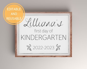 First Day of School Sign, 1st Day of School Sign, Back to School Sign, Printable First Day of School Sign, Editable First Day of School Sign