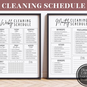 Cleaning Schedule, Cleaning Checklist, Cleaning Planner, Cleaning Routine, Weekly Cleaning Schedule, House Chore List, Cleaning Printable