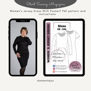 Women&#39;s Jersey dress with pocket PDF Pattern!