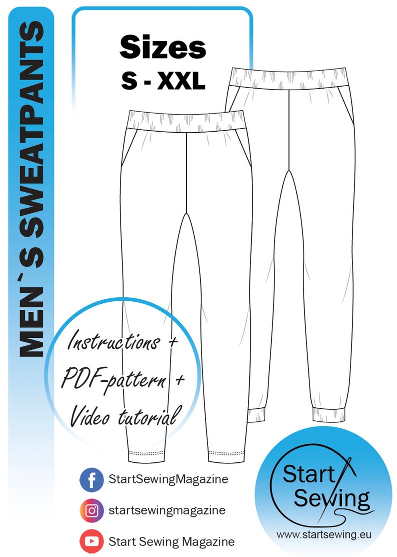 Men's Sweatpants Sewing PDF Pattern With Instructions! Eng, Ger, Est ...