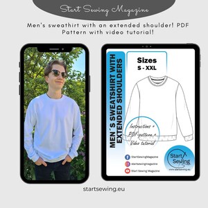 Men&#39;s sweatshirt with extended shoulders PDF Pattern! With video tutorial!
