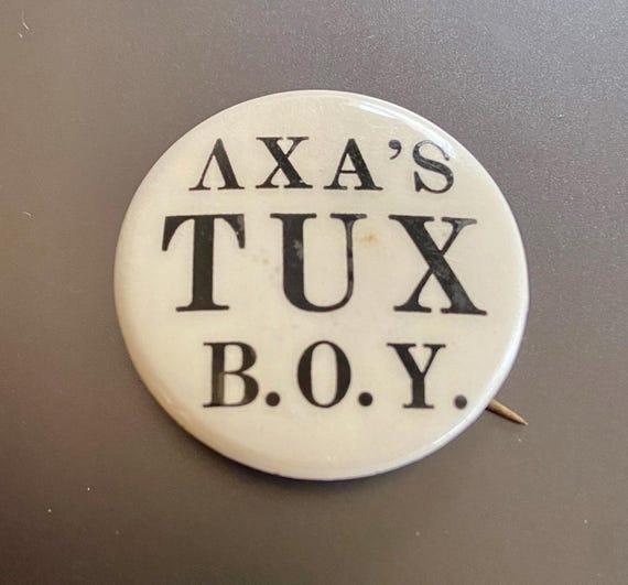 Lambda Chi Alpha TUX B.O.Y. Pinback button from 7… - image 1