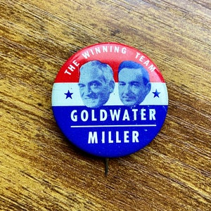 Goldwater, Miller, The Winning Team Campaign Button, 1964