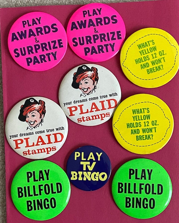 Grocery Store Promotional Buttons from the 60s and 70s