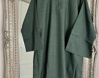 Geschlossene Abaya aus Leinen, Fledermaus-Abaya, Kimono-Abaya, Khaki, Dubai, Kimono, traditionelle Abaya, Maxikleid, langes Damenkleid