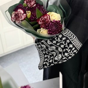 Flower Sleeve Embroidered Linen Abaya, Open Abaya, Linen Abaya, Kimono, Kaftan, Dubai Abaya, Modest Wear image 5