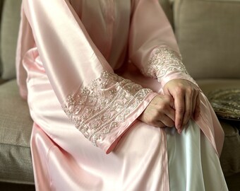 Clearence Gold Pink Abaya Set, Open Abaya, Embellished Abaya, Wedding Abaya, Occasion Abaya, Diamante Abaya, Gold Abaya, Bridesmaid Abaya
