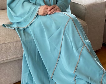 3 Piece Abaya, Elegant Abaya, Gemstone Abaya, Embellished Abaya, Abaya for Woman, Eid Abaya, Eid Dress