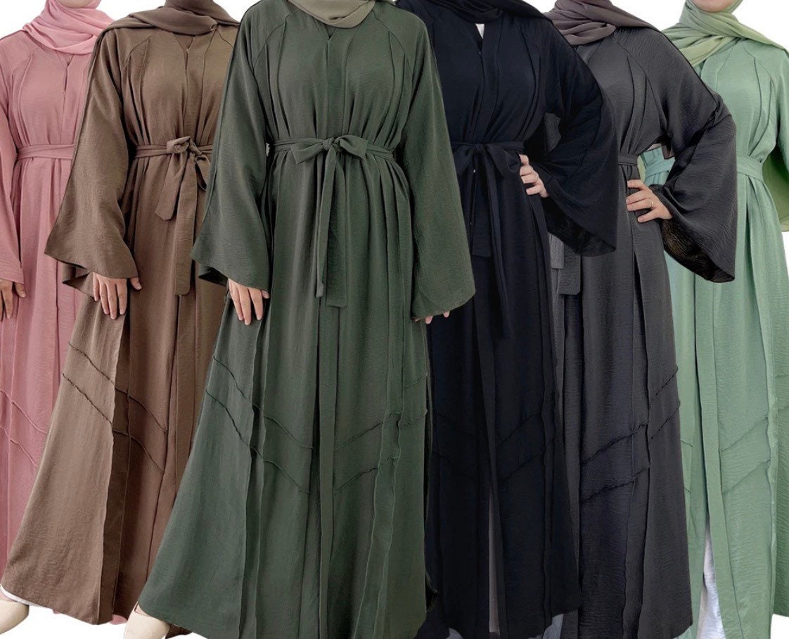 Open Abaya Crinkle Abaya Abaya Belt Dubai Abaya Kaftan Etsy UK