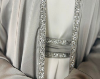 Ensemble élégant de abaya 4 pièces, abaya de demoiselle d'honneur, abaya de l'Aïd, hijab, cadeau Muslimah, abaya islamique, cadeau du ramadan, cadeau de l'Aïd, cadeau de Nikkah