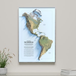 Vibrant Horizons: The Americas Shaded Relief Map Poster