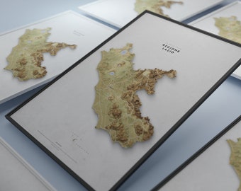 Lazio shaded relief map poster