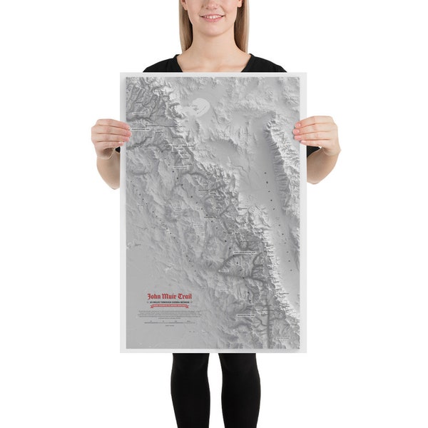 Epic John Muir Trail Adventure Map Poster