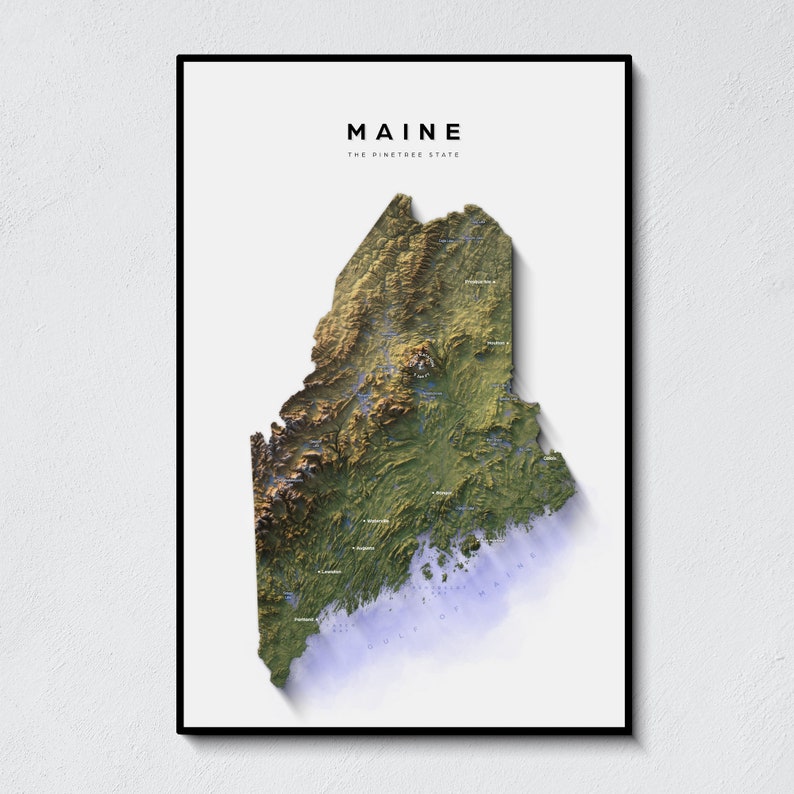 Maine, Maine Map, Maine Poster, Maine Map Art, Maine Wall Art, Maine