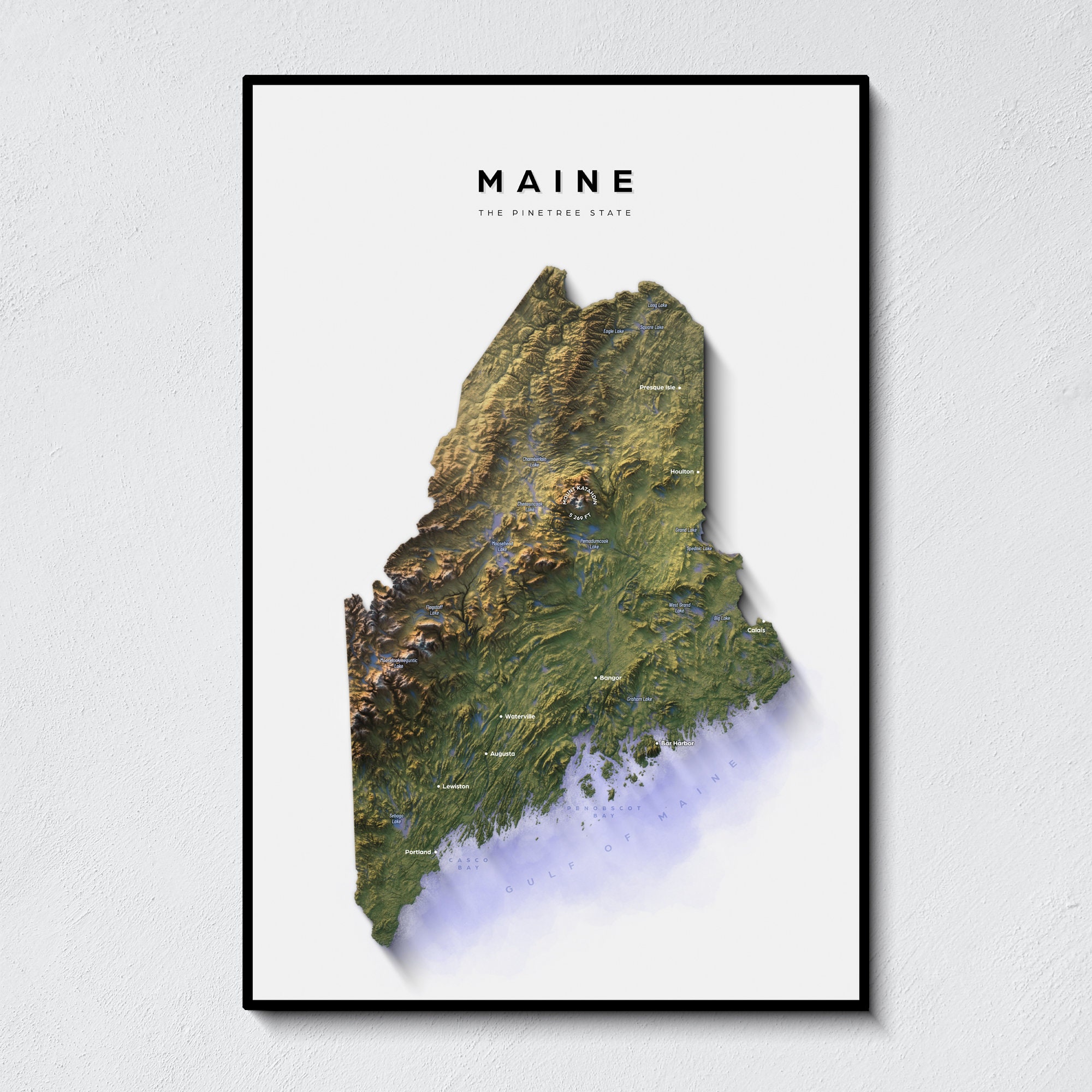 Maine, Maine Map, Maine Poster, Maine Map Art, Maine Wall Art, Maine ...