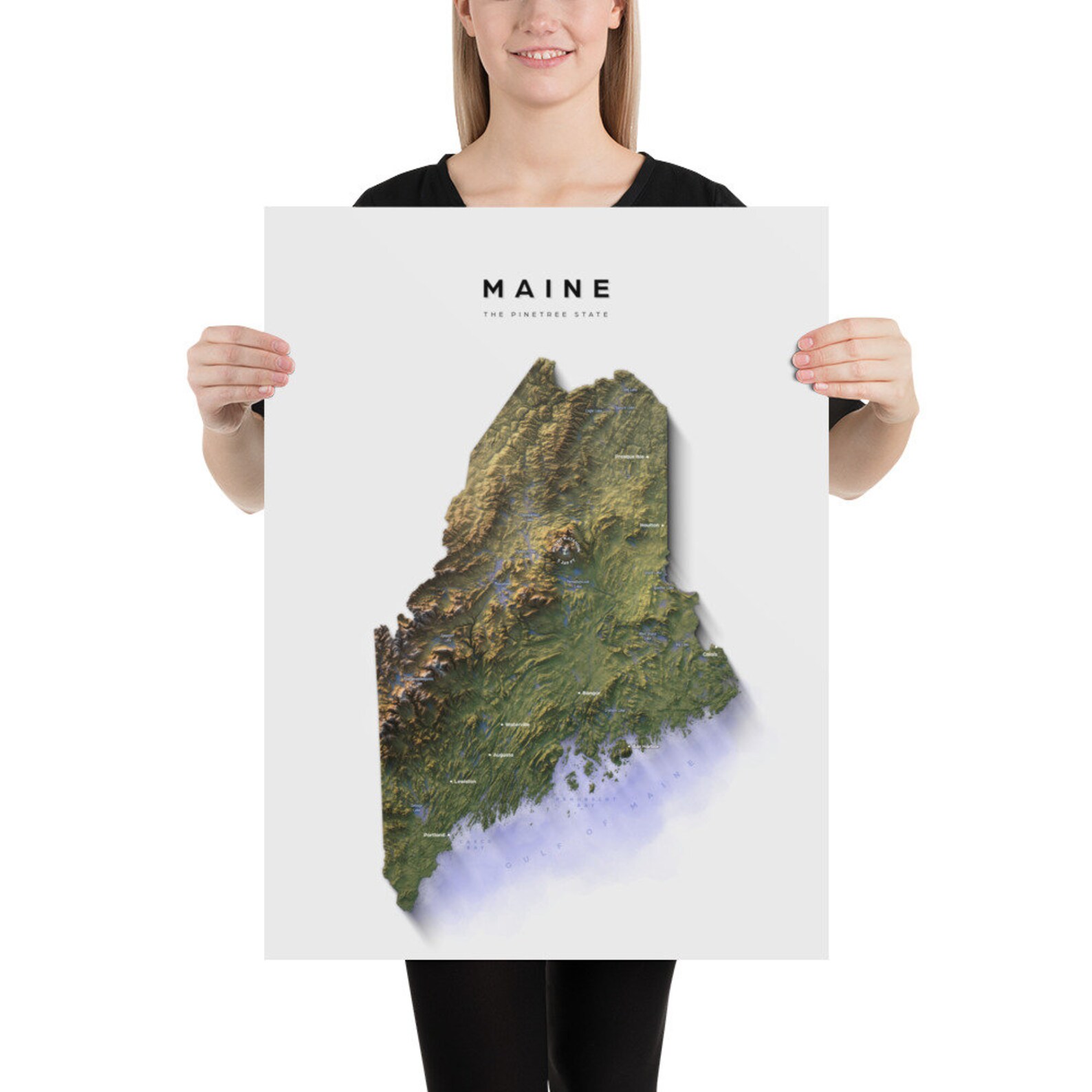 Maine, Maine Map, Maine Poster, Maine Map Art, Maine Wall Art, Maine
