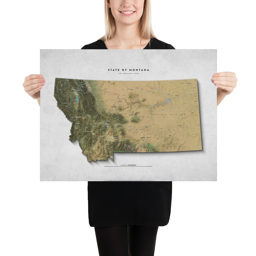 Montana Topographic Map Map Of Montana Montana Decor Montana Wall Il Fullxfull.4648995660 4b0h