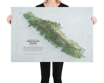 Vibrant Horizons: Vancouver Island Shaded Relief Map Poster