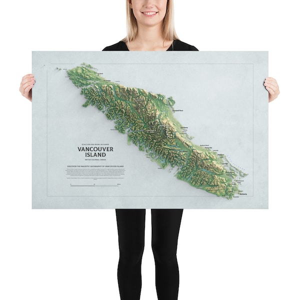 Vibrant Horizons: Vancouver Island Shaded Relief Map Poster