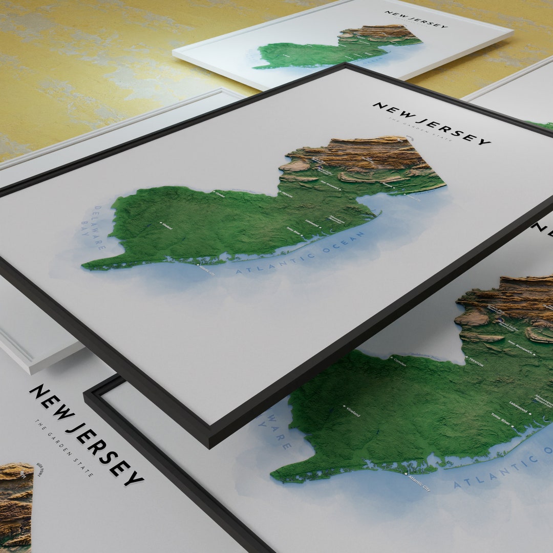 New Jersey New Jersey Map New Jersey Poster New Jersey Map Etsy