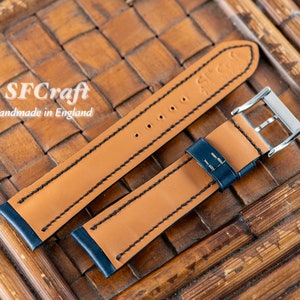 Japan Shinki Deep blue shell cordovan watch strap custom made by Cartier Tank solo owner Watch not for sale image 5