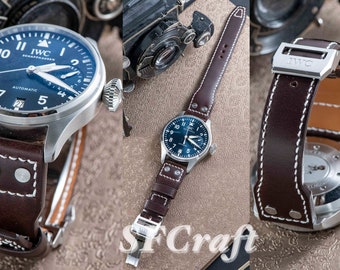 Italy Buttero cowhide Pilot Watch Strap custom made by IWC Pilot Chrono owner (Watch not for sale)