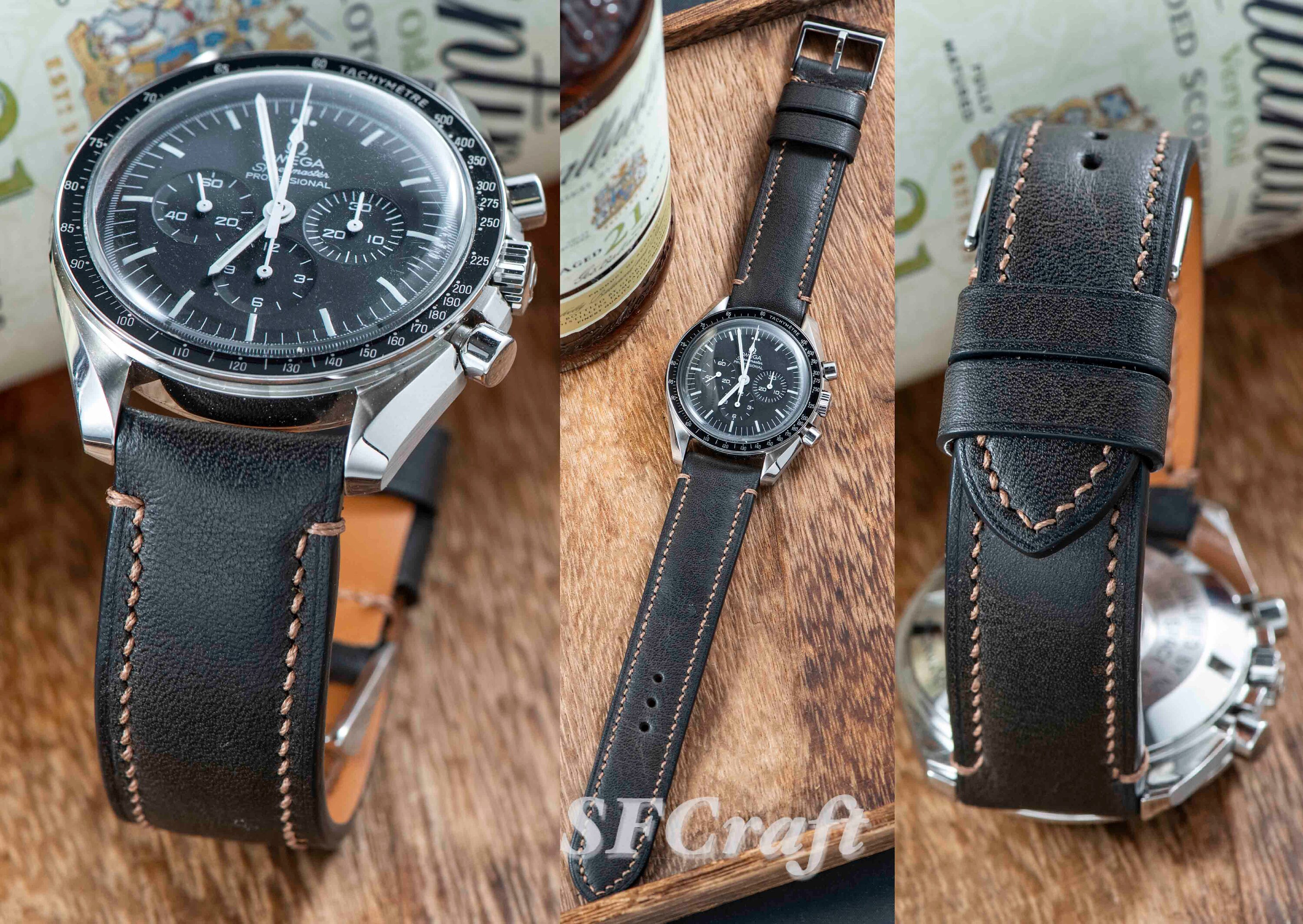 omega speedmaster on leather