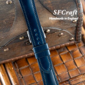 Japan Shinki Deep blue shell cordovan watch strap custom made by Cartier Tank solo owner Watch not for sale image 3