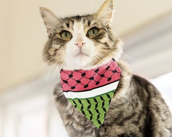 Pet Cat Dog Keffiyeh Watermelon Palestinian Pattern Hirbawi Shemagh Hatta Palestinian Flag Bandana Collar Harness