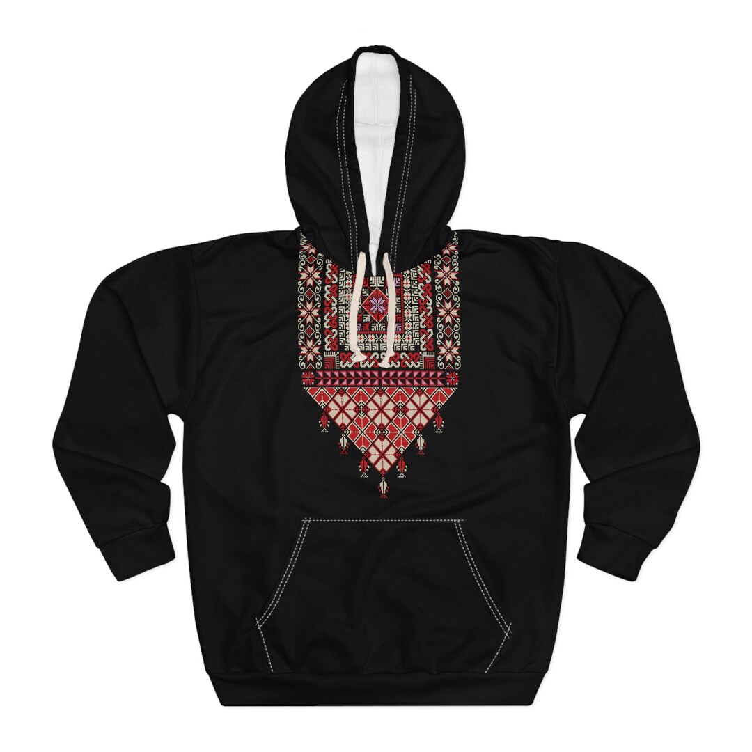 Banat Gaza Red Zipper Hoodie – Handmade Palestinian Tatreez