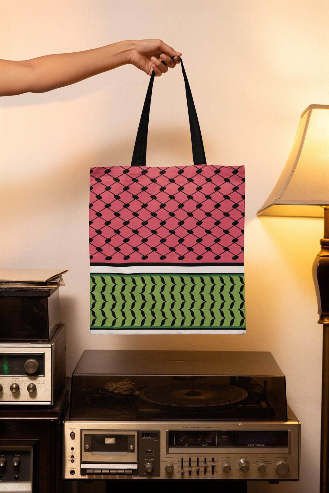 XL Crochet Watermelon Kufiya Tote Bag – Handmade Palestinian