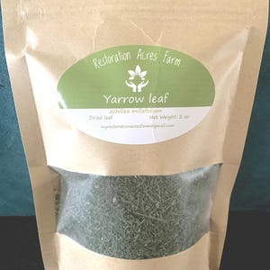 Organically grown dried yarrow leaf herb
