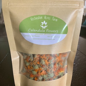 Organically grown dried whole calendula flowers