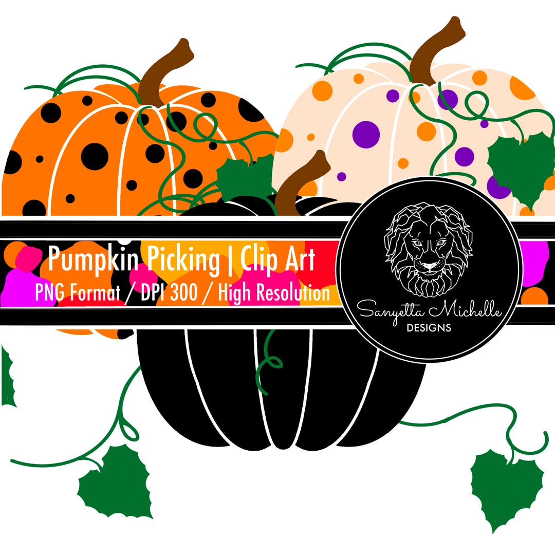 Digital Clip Art Picking Pumpkins Etsy