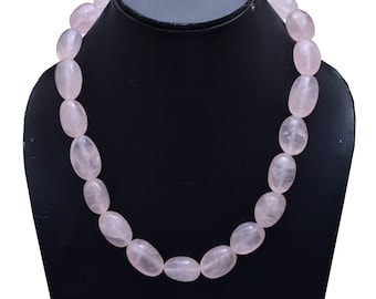 Big Size Rose Quartz Nugget/Tumbled Necklace, Bead Necklace, 15x18 to 16x20 mm Boho Necklace